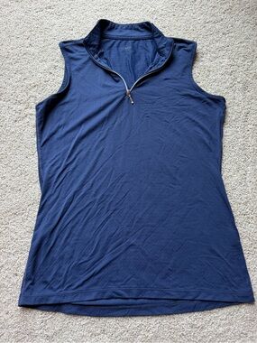 Dover Saddlery blue technical sleeveless riding shirt